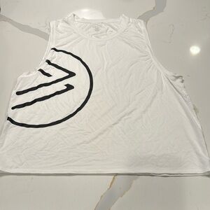 White Muscle Tee with Black Graphic